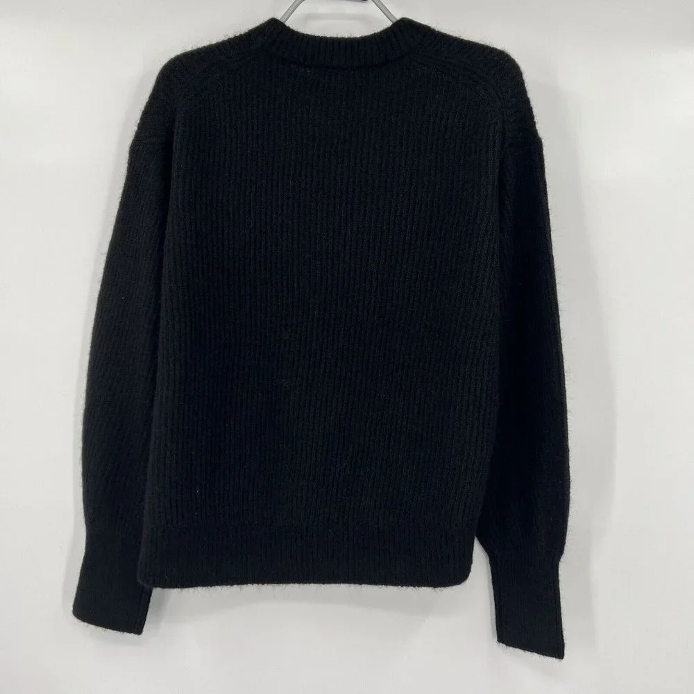 Quince Women's Black Baby Alpaca-Merino Wool Crew Neck Pullover Sweater sz M NWT - Picture 3 of 4